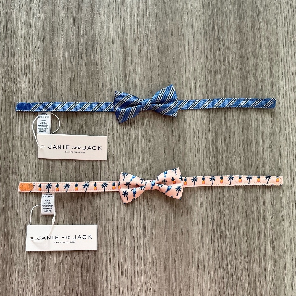 NWT Janie and Jack Baby Striped and Tropical Print Bow Ties Multi 0-24 Months